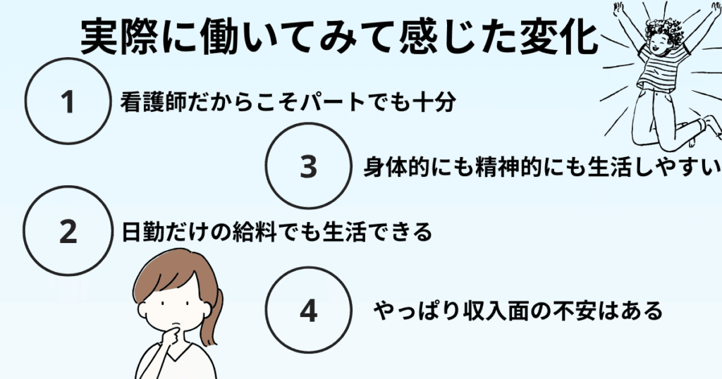 悩む女性と喜んでいる人のイラスト